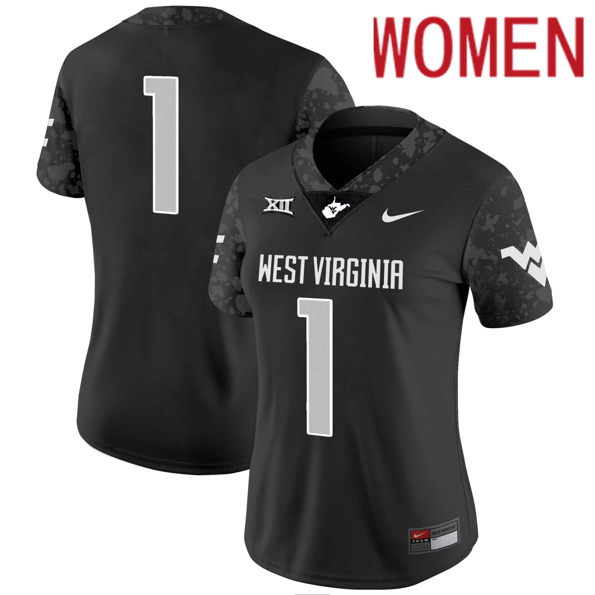 Women West Virginia Mountaineers #1 No Name Black 2024 Nike Vapor Limited NCAA Jersey